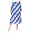 Karen Kane Printed Satin Midi Skirt In Blue