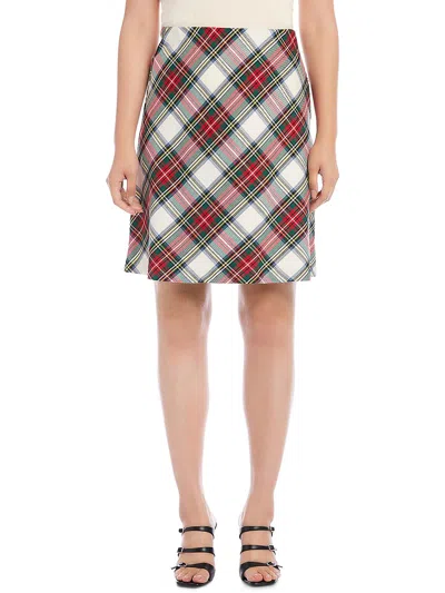 Karen Kane Womens Above Knee Plaid Pencil Skirt In Red