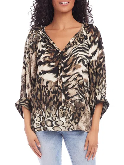 Karen Kane Womens Animal Print V-neck Blouse In Multi