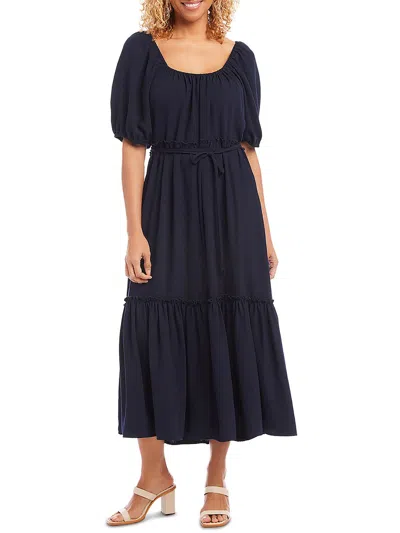 Karen Kane Womens Cocktail Midi Fit & Flare Dress In Blue