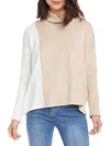 Karen Kane Colorblock Turtleneck Top In Oatmeal In Beige