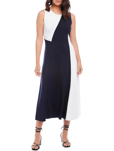 Karen Kane Womens Colorblock Long Maxi Dress In Blue