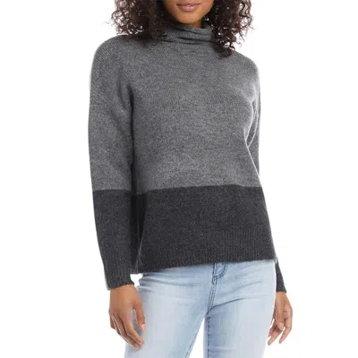 Karen Kane Womens Colorblock Pullover Turtleneck Sweater In Gray