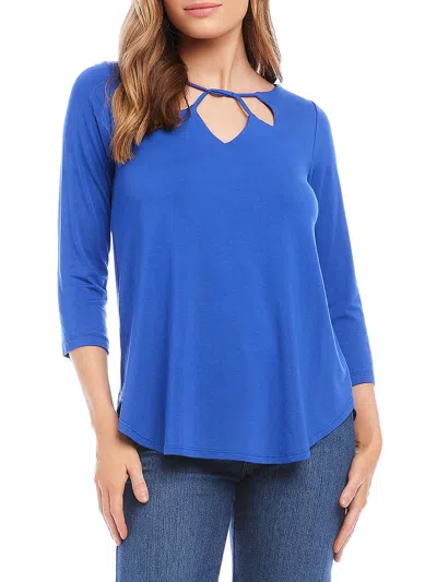 Karen Kane Womens Cut-out Jersey Pullover Top In Blue