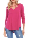 Karen Kane Cut-out Shirttail Tee In Raspberry In Multi