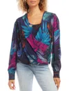 Karen Kane Palm Drape Front Top In Multi