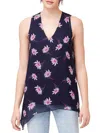 KAREN KANE WOMENS FLORAL PRINT ASYMMETRICAL BLOUSE