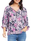 Karen Kane Womens Floral Print Tie Neck Blouse In Multi