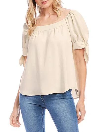 Karen Kane Womens Gathered Square Neck Blouse In Neutral