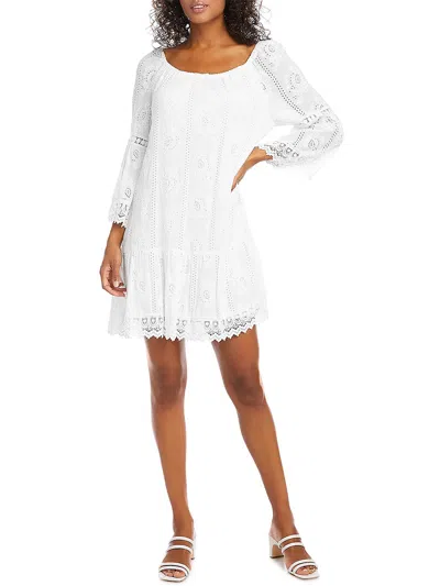 Karen Kane Womens Lace Mini Mini Dress In White