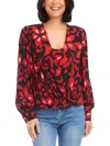 Karen Kane Womens Printed Surplice Blouse In Red