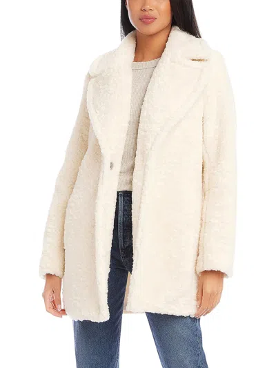 Karen Kane Womens Sherpa Heavy Faux Fur Coat In Beige