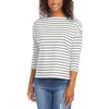 Karen Kane Stripe Boatneck Cotton Blend Top In Multi