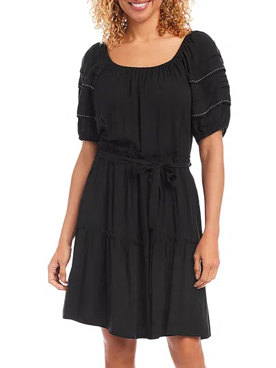 Karen Kane Womens Tiered A-line Fit & Flare Dress In Black