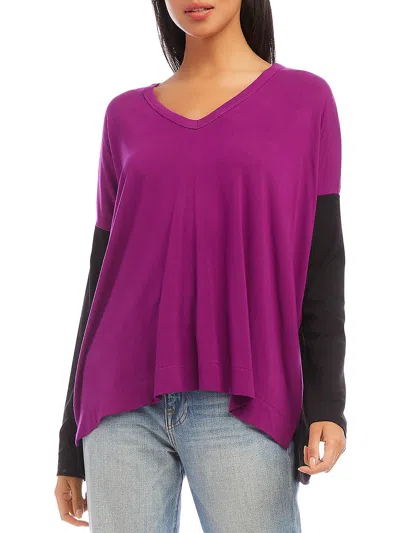 Karen Kane Womens V Neck Long Sleeve Pullover Top In Multi
