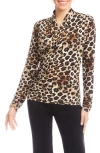 Karen Kane Crossover Shirred Jersey Top In Multi