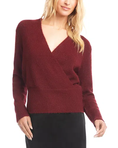 Karen Kane Wrap Sweater In Burgundy
