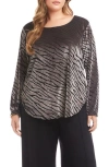 Karen Kane Zebra Stripe Velvet Burnout Shirttail Top In Animal Print