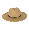 Karen Keith Women's Braided Toyo Fedora Sun Hat With Leopard Hat Band In Multi