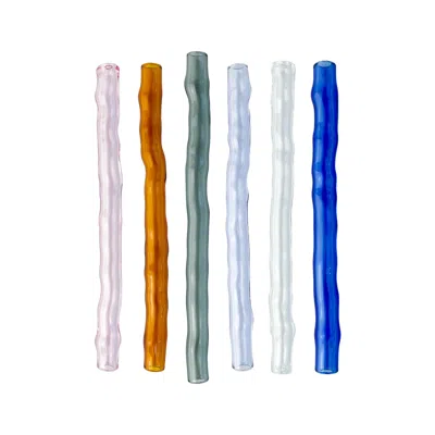 Karen Kriegel Pink / Purple / Grey Wavy Cocktail Drinking Straw