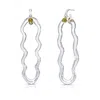 Karen Kriegel Women's Green / Neutrals / Silver Wavy Earrings With Glass Link - Light Green Tourmaline |october Bi