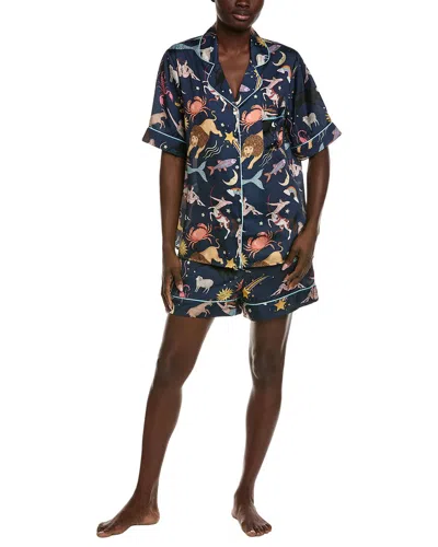 Karen Mabon 2pc Print Pajama Set In Blue