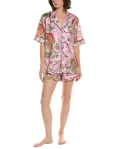Karen Mabon 2pc Print Pajama Set In Tiger Blossom Pink