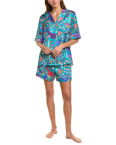 Karen Mabon 2pc Short Sleeve Pajama Set In Blue