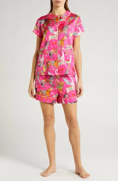 Karen Mabon Carousel Recycled Polyester Short Pyjamas In Bright Pink