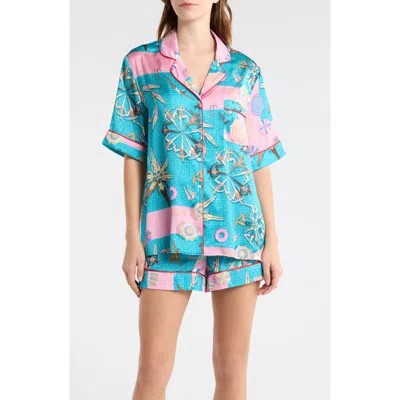 Karen Mabon Swimmers Piped Satin Pajamas In Multi