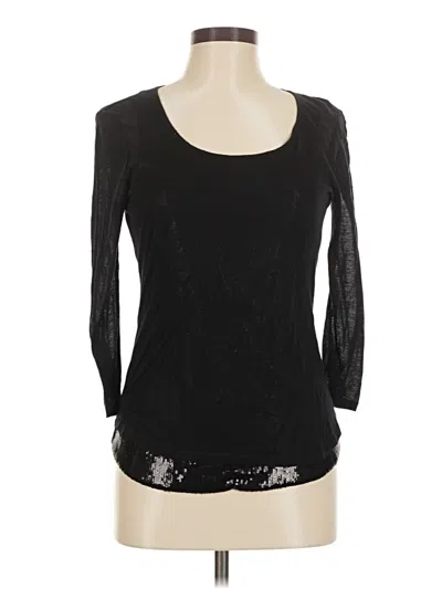Pre-owned Karen Millen 3/4 Sleeve Top Black Scoop Neck Tops
