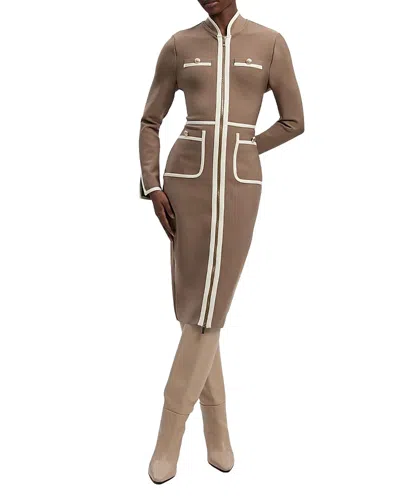 Karen Millen Bandage Military Piping Midi Dress In Brown
