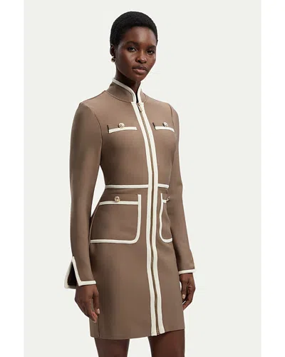 Karen Millen Bandage Military Piping Mini Dress In Brown
