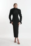 Karen Millen Bandage Rosette Midi Dress In Black