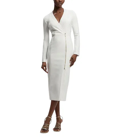 Karen Millen Bandage Zip Detail Midi Dress In White