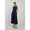 Karen Millen Belted Denim Midi Dress In Purple