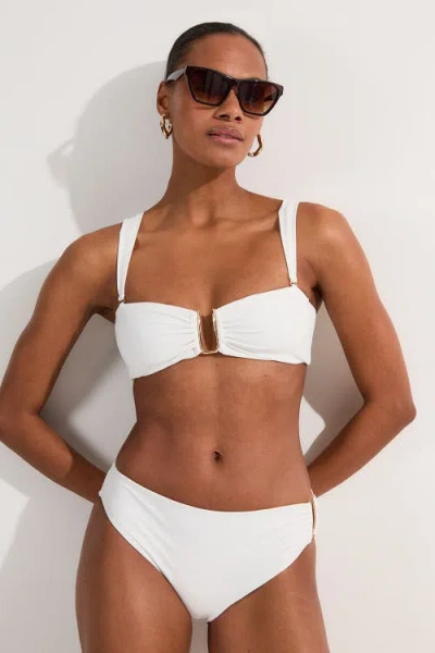 Karen Millen Bikini Bottoms With Gold Trim In White