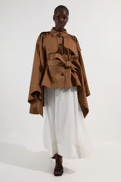 Karen Millen Cape Detail Trench Coat In Brown
