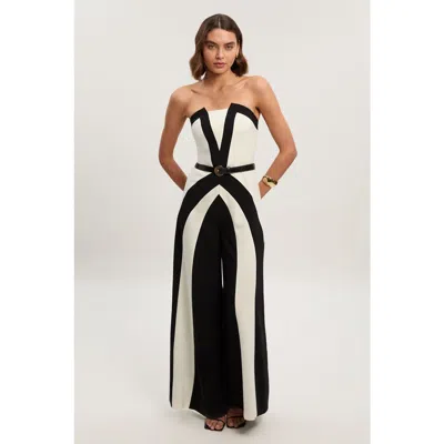 Karen Millen Colour Block Bandeau Jumpsuit In Multi