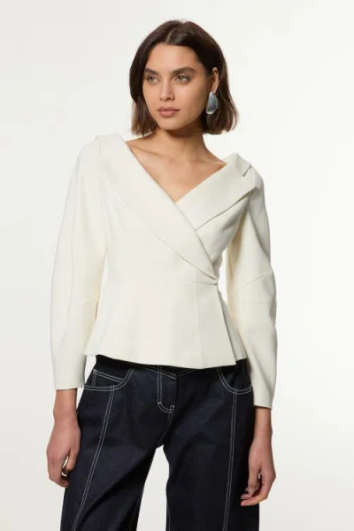 Karen Millen Compact Peplum Tailored Jacket In Neutral