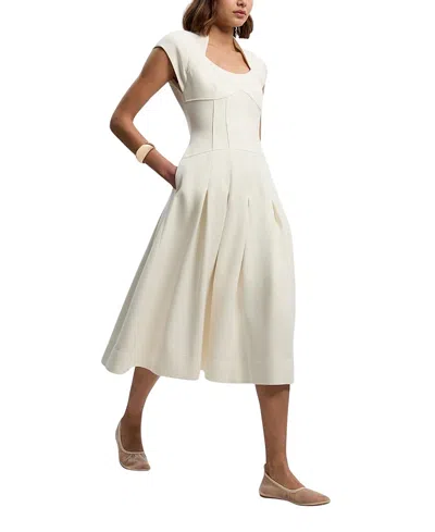Karen Millen Compact Stretch Dropped Waist Midi Dress In White