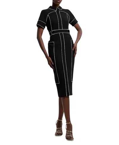 Karen Millen Compact Stretch Pencil Midi Dress In Black
