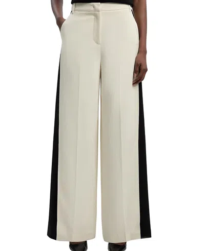 Karen Millen Contrast Colour Wide Leg Trouser In Neutral