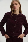 Karen Millen Cord Collarless Tailored Jacket In Purple