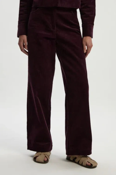 Karen Millen Cord Straight Leg Pants In Purple