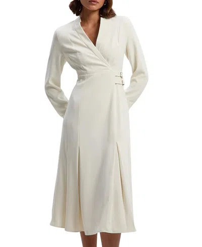 Karen Millen Crepe Buckle Waist Midi Shirt Dress In Multi