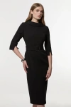 Karen Millen Crepe Roll Neck Midi Dress In Black