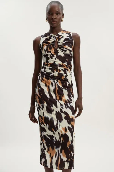 Karen Millen Cut Out Neck Midi Dress In Black