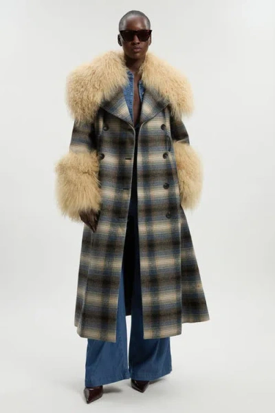Karen Millen Double Breasted Belted Midi Coat In Gray