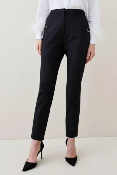 Karen Millen Essential Techno Woven Trousers In Blue